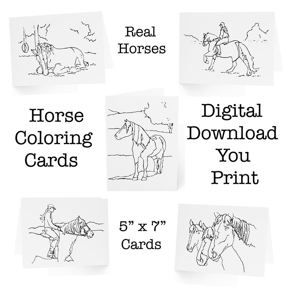 Thumbnail: Coloring Horse Greeting Cards Color Your Own Cards Stationery Handmade Greeting