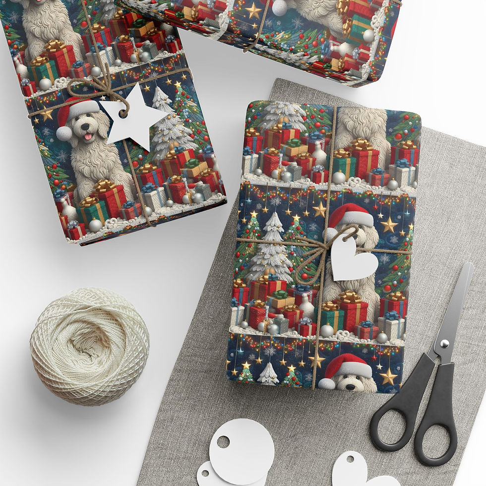 Thumbnail: A1 Quilted Doodle Wrapping Paper Gift Wrap Christmas Goldendoodle Golden Doodle