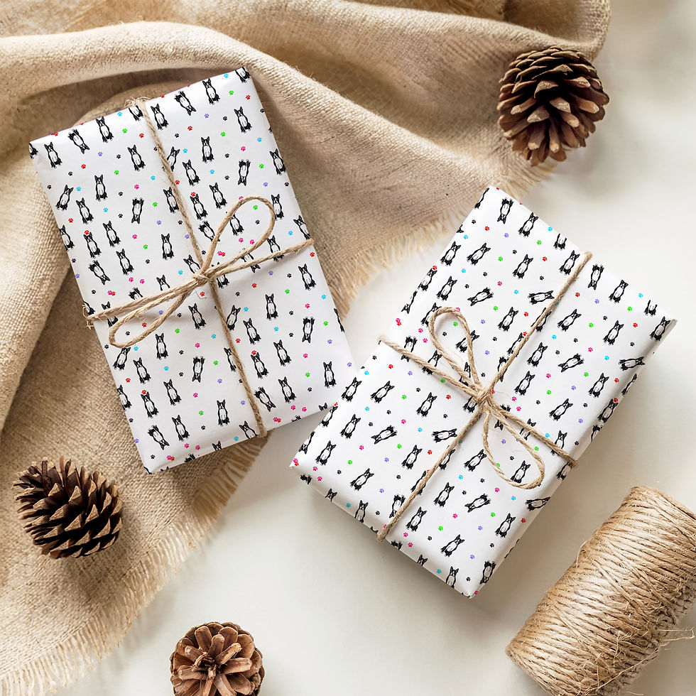 Thumbnail: Boston Terrier Wrapping Paper Gift Wrap  Dog  Birthday Party Valentines