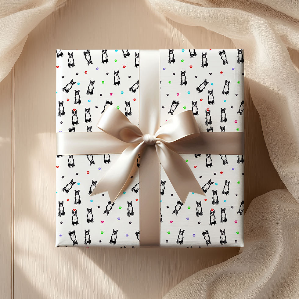 Thumbnail: Boston Terrier Wrapping Paper Gift Wrap  Dog  Birthday Party Valentines