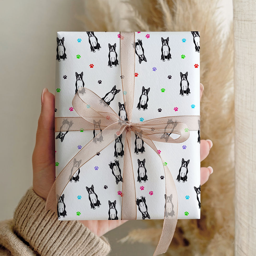 Thumbnail: Boston Terrier Wrapping Paper Gift Wrap  Dog  Birthday Party Valentines