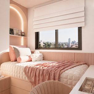 Projeto de interiores para quarto de menina com decoração rosa e branca, delicada e personalizada, no Anália Franco.