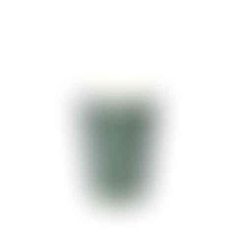 12oz green compostable paper cup on a white background
