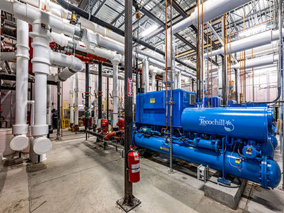 High-performance industrial refrigeration and chilled water system for a cultivation facility.