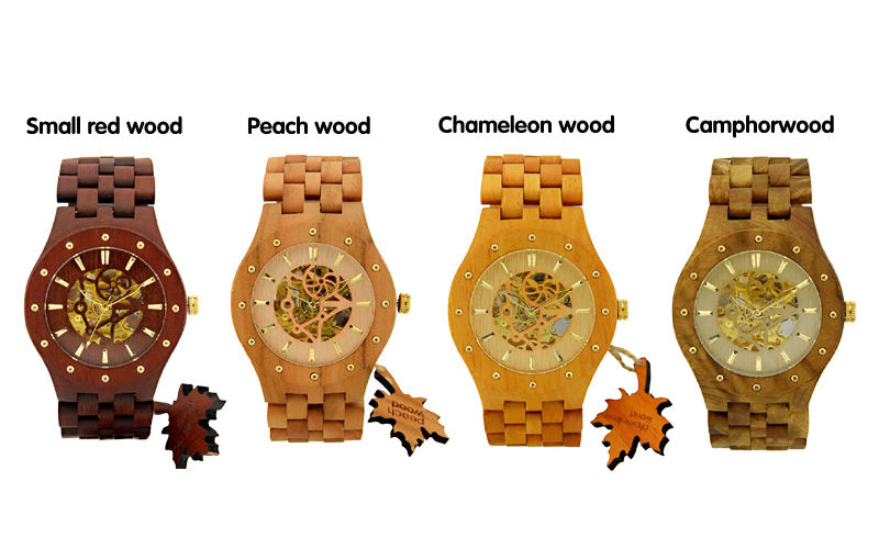 Thumbnail: New Round Men's Skeleton WatchesBig face wood Luxury Wooden Mechanical Watch