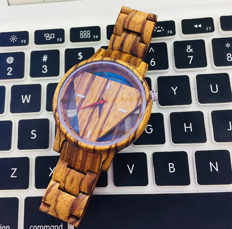 Thumbnail: New Men Trangle Shape Classic Watch 100% Handicrafted Natural Wood