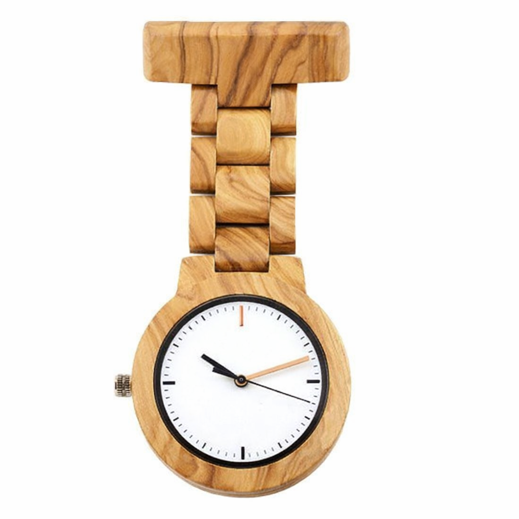 olive wood nurse watch medical watch oliveholz χειροποίητο δώρο από ξύλο ελιάς