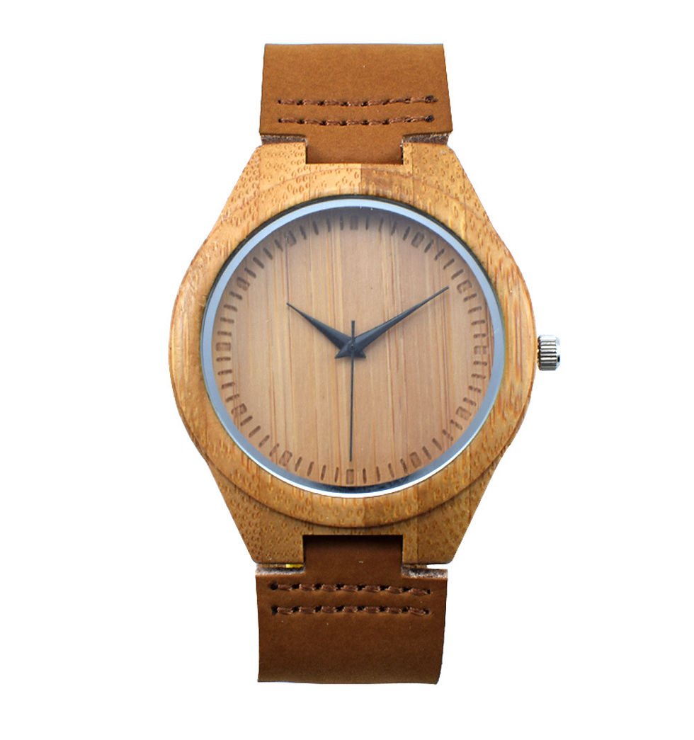 Bamboo Wooden Watch Casual Wood Quartz Watch Leather band EcVendor