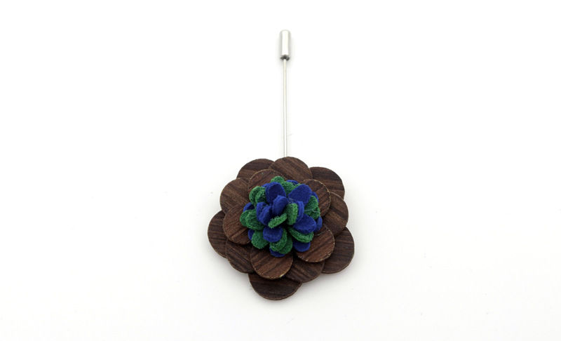 Thumbnail: Multi Color Handmade Wooden Prom Flower Boutonniere Brooch Pin