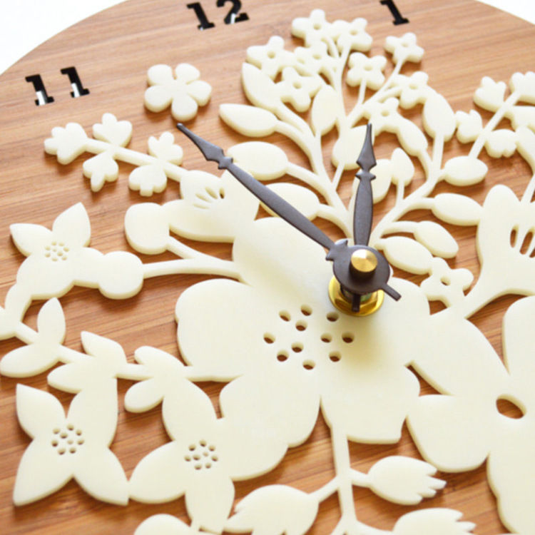 Thumbnail: Bamboo Wood Wall Clock Flower Clock