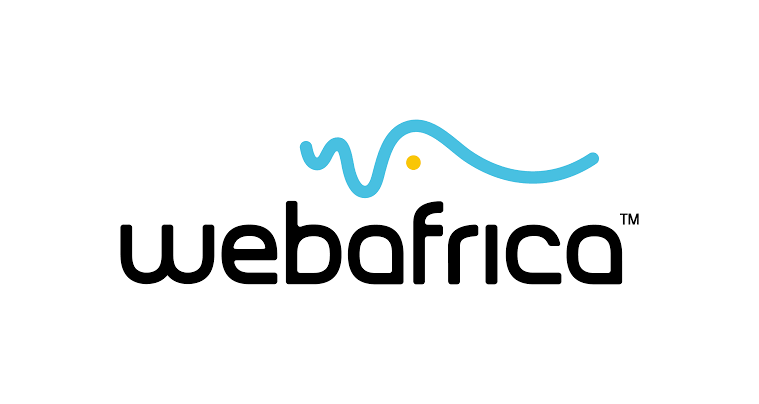 Webafrica logo with a blue and yellow wave