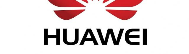 Huawei logo, a red stylized flower with the word Huawei below it
