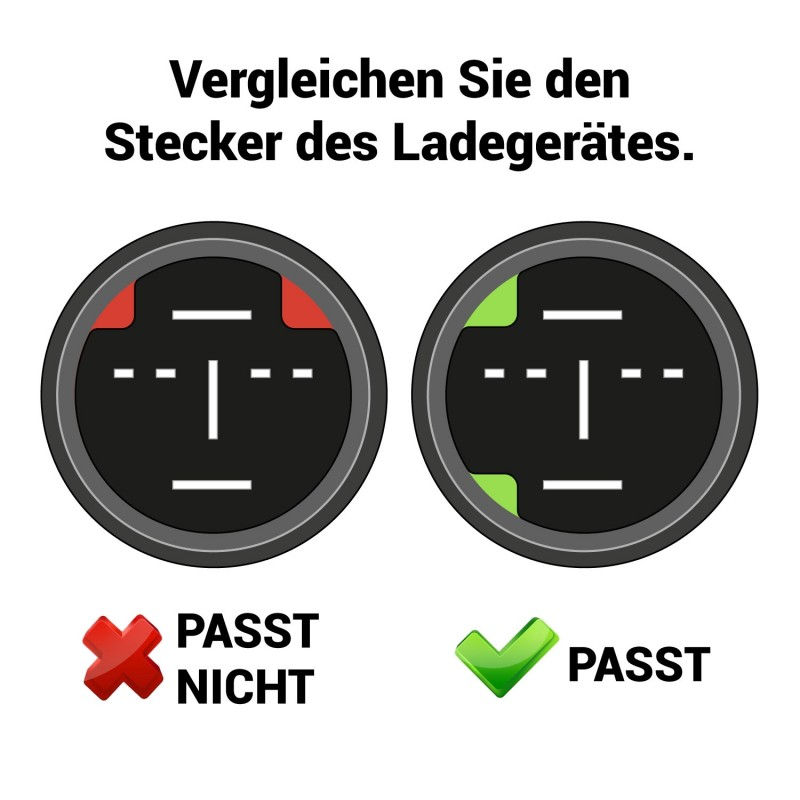 Miniaturbild: Vergleich passender Yamaha PASC9 Ladegerät Stecker