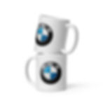 11oz bmw logo white ceramic mug. dishwasher safe