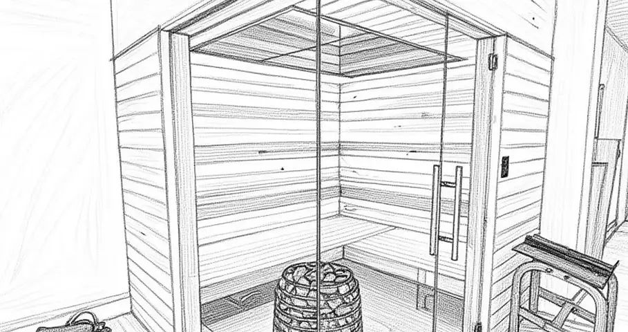NON-INTRUDING SAUNA IN A BASEMENT GYM
