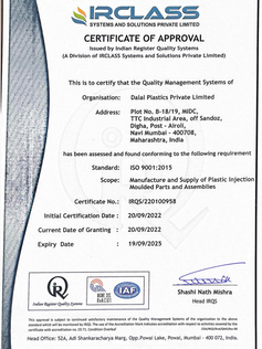 ISO 9001:2015 CERTICATE DALAL PLASTICS PVT LTD