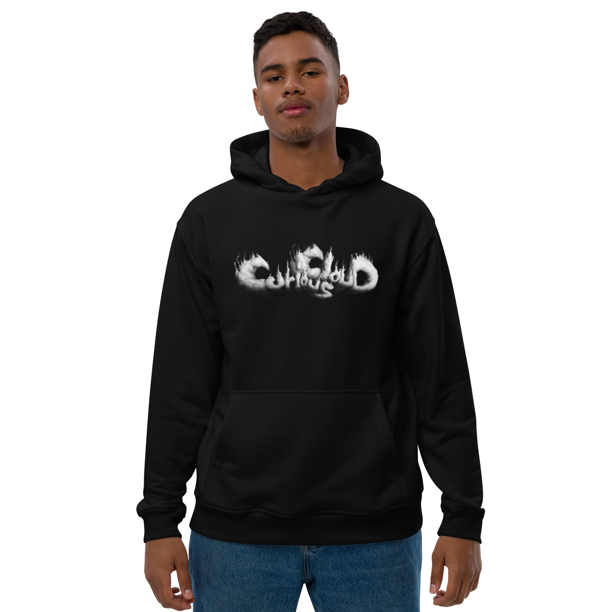 Curious Cloud Large logo Premium eco hoodie