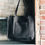 Thumbnail: Black Leather Tote - Handmade