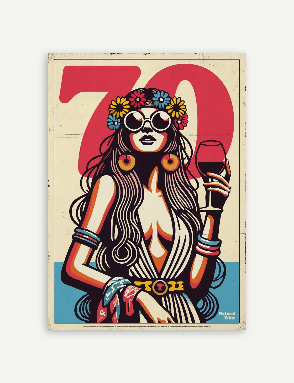 affiche femme hippie années 70
