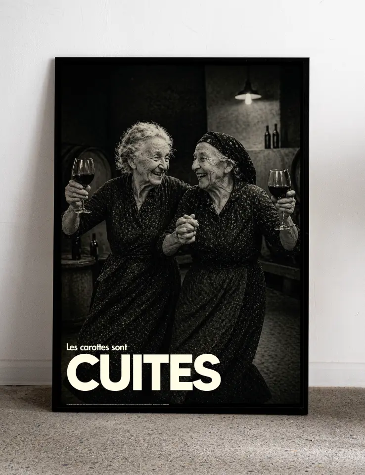 poster mural scène mamie conviviale rétro