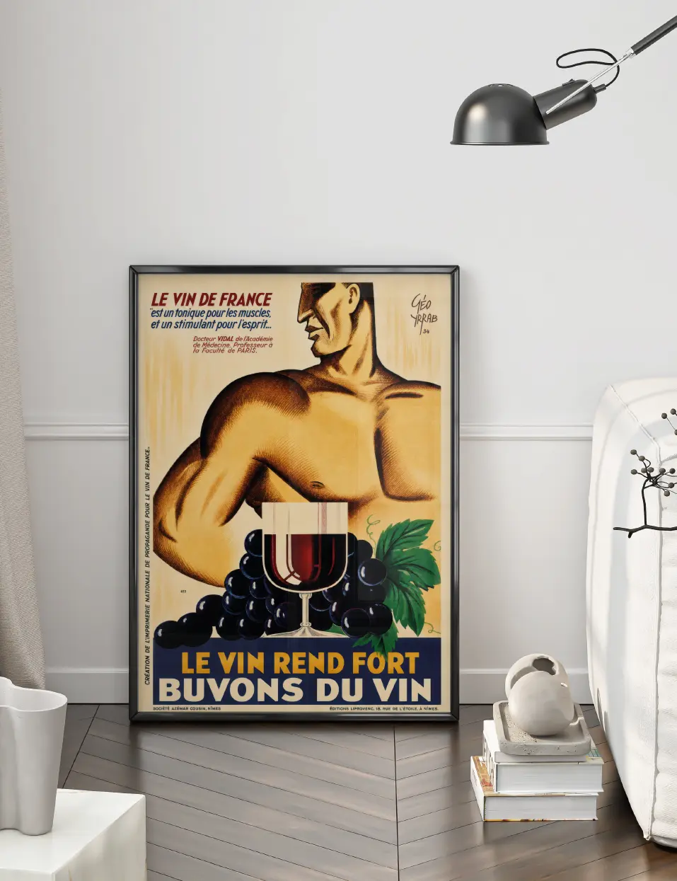 Affiche Le vin rend fort poster vintage
