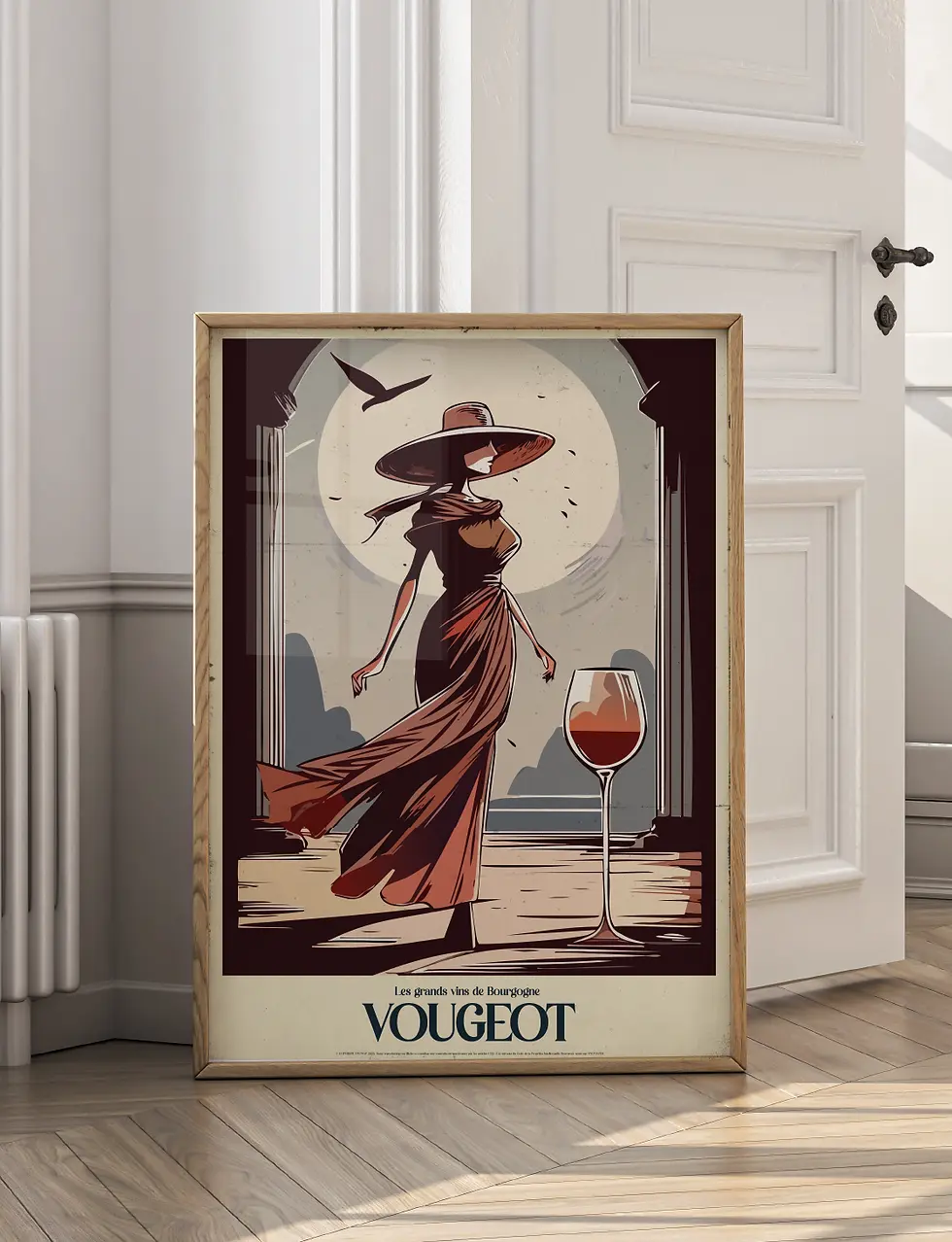 Miniature : Affiche Vougeot encadrée en décoration murale poster vin Bourgogne