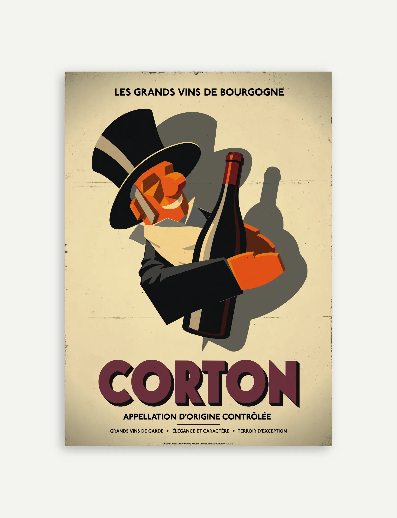 Affiche vintage Corton Grand Cru consacrée aux vins de Bourgogne