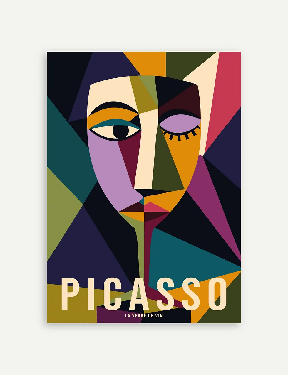 Affiche cubiste picasso avec portrait géométrique