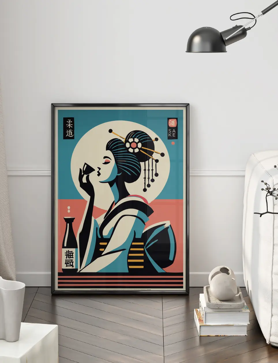 affiche encadrée geisha japonaise