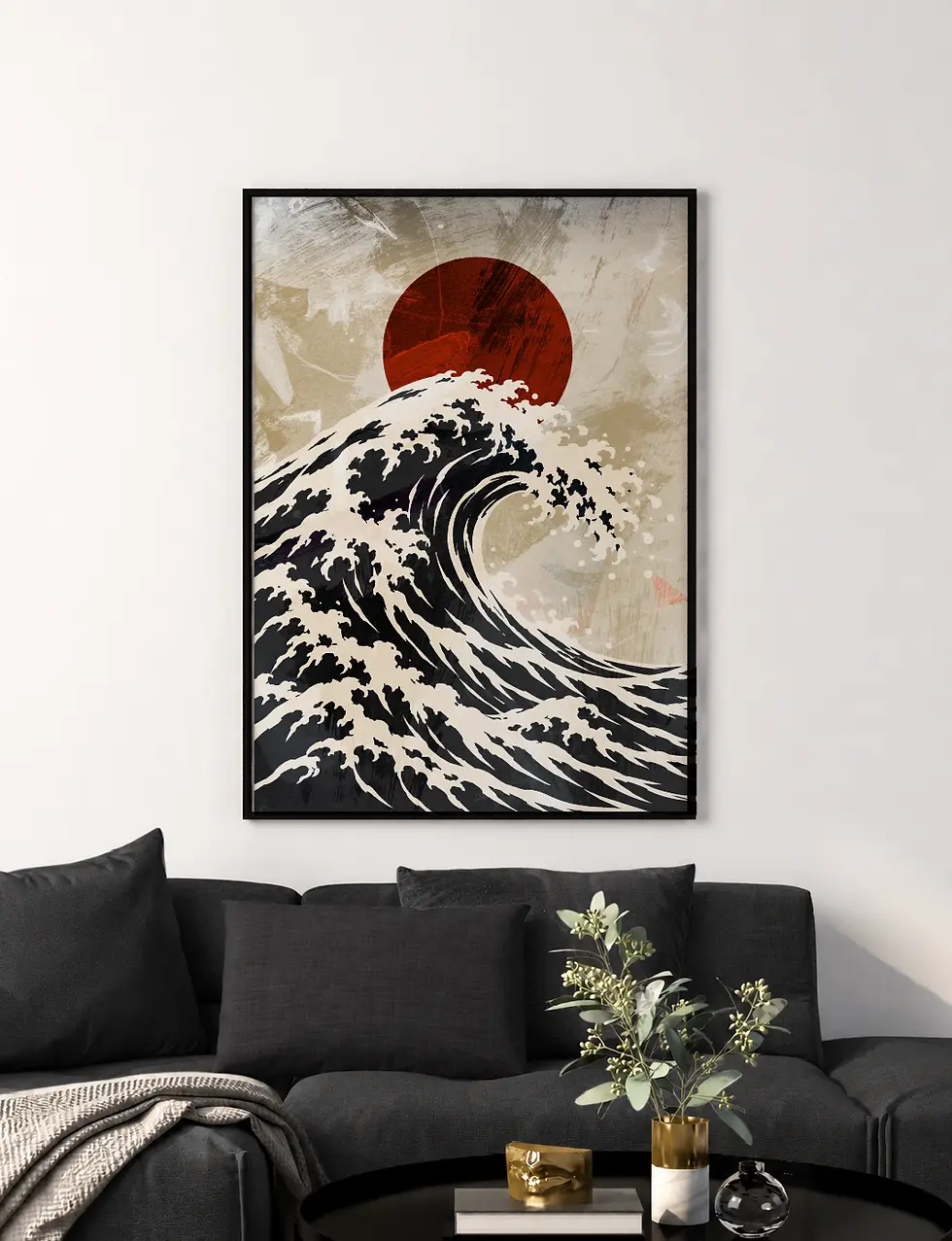 Miniature : Affiche Waves présentée dans un intérieur pour illustrer son accord avec la décoration.