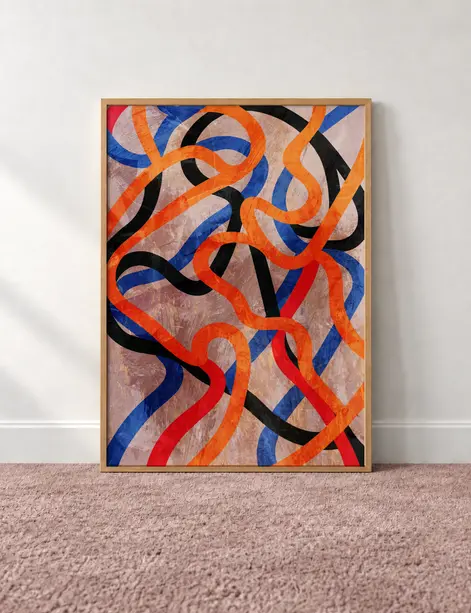 affiche rose, art abstrait pour decoration intérieure chic