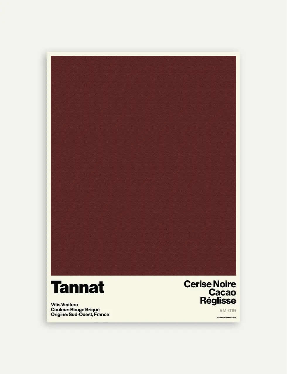 Affiche du cépage Tannat avec ses arômes, son origine et sa couleur