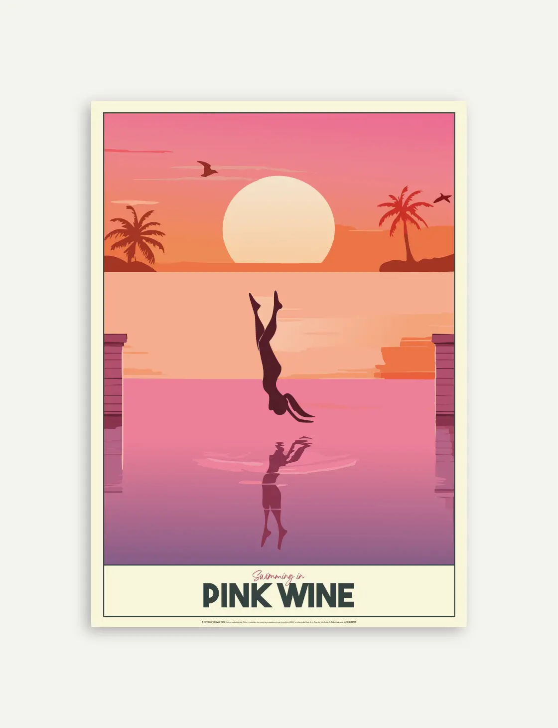 affiche vin rosé piscine