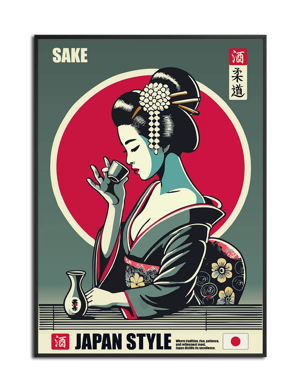 affiche déco saké japon