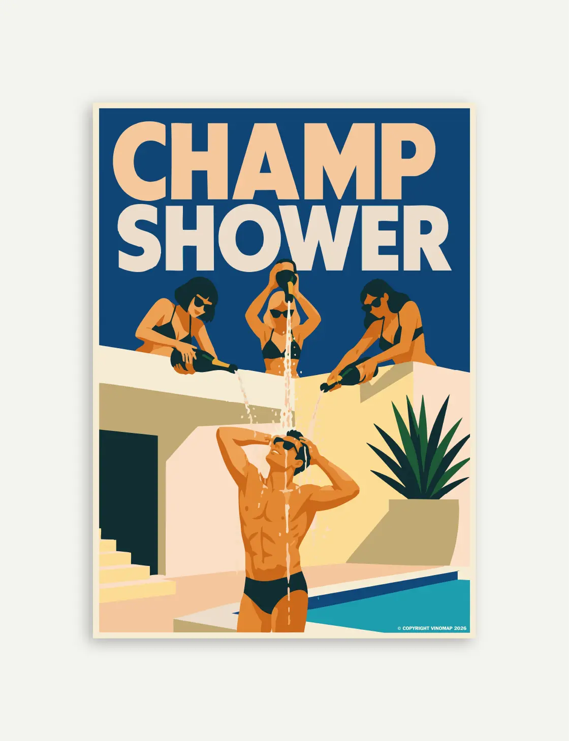 affiche champagne shower, decoration moderne