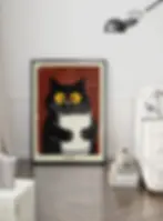 chat noir lait affiche humour personnalisée – poster Misterfine