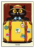 Affiche chat voyage humour valise poster