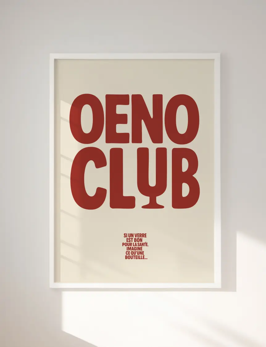 Miniature : affiche déco oeno club accrochée dans salon décoration murale