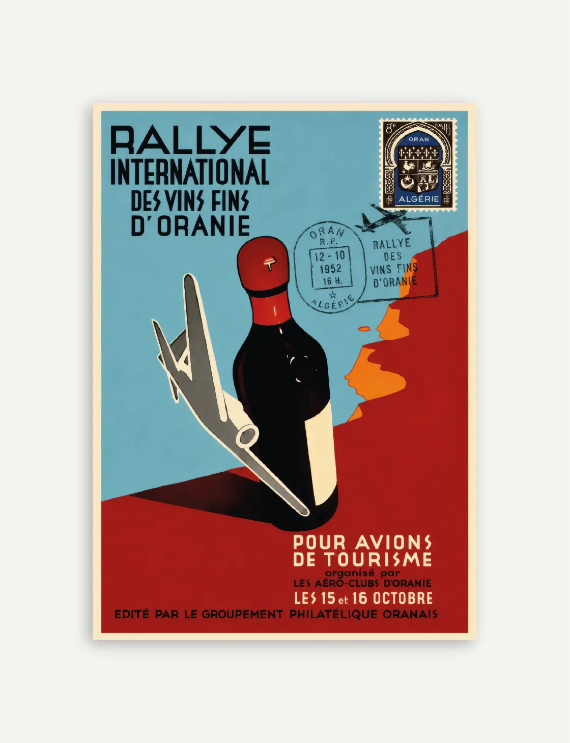 Affiche du Rallye des vins fins d’Oranie à Oran en 1952