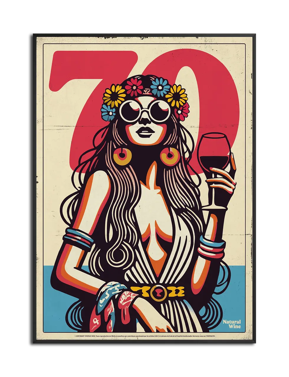 affiche femme hippie années 70