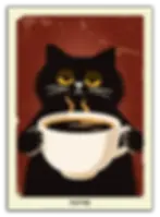 Affiche chat café chaud humour – déco réveil difficile