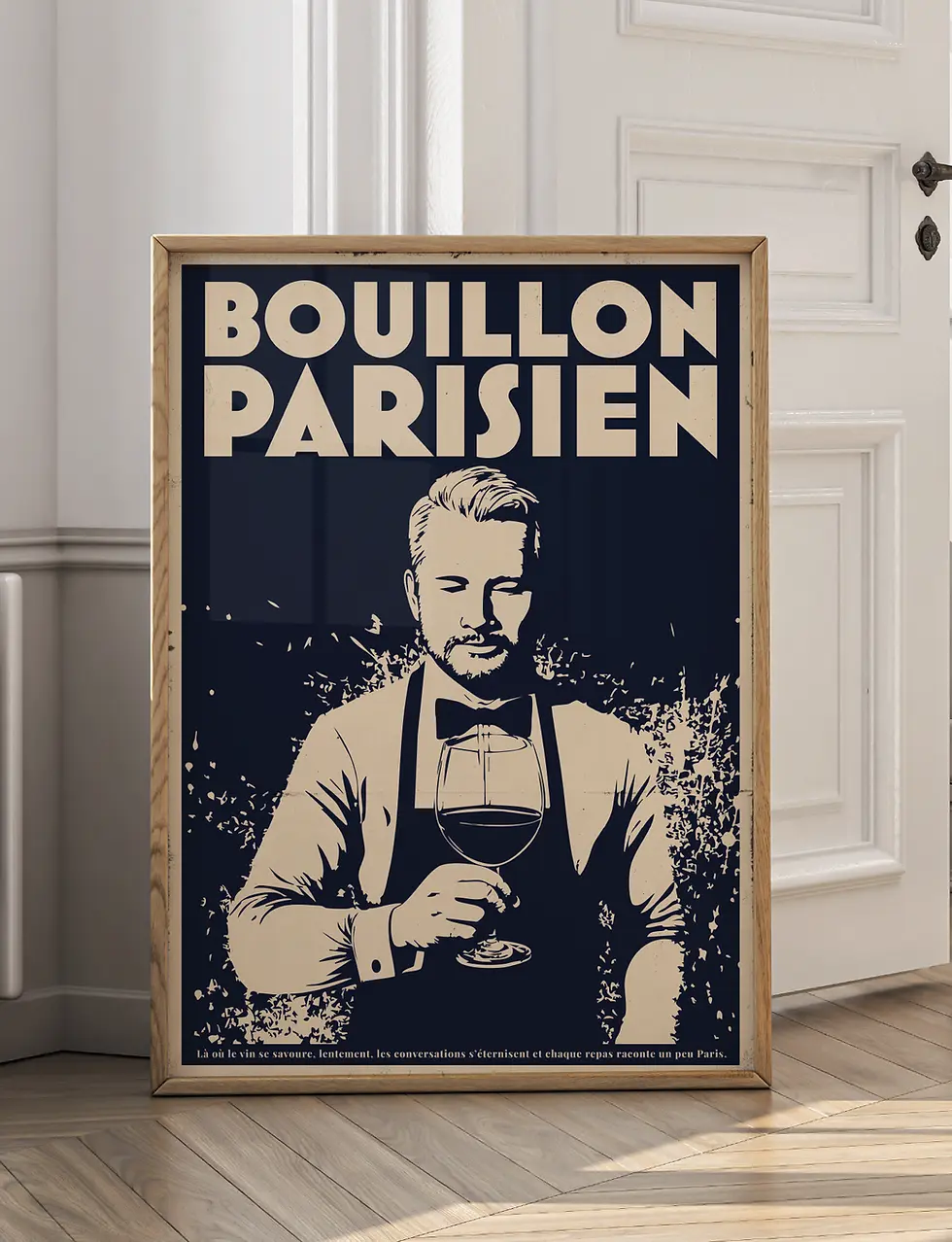 Poster vintage Bouillon Parisien pour décoration restaurant bistrot et bar