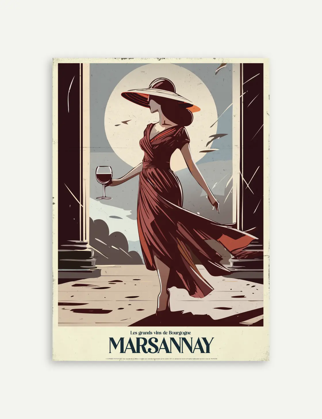 Affiche Marsannay poster vin Bourgogne rouge