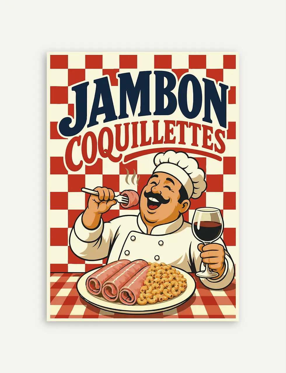 Affiche Jambon Coquillettes avec chef français