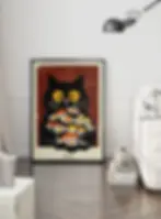 chat noir sushi affiche humour personnalisée – poster Misterfine