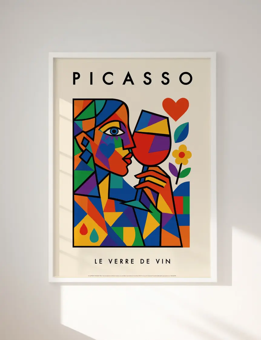 affiche picasso le verre de vin accrochée dans salon décoration murale