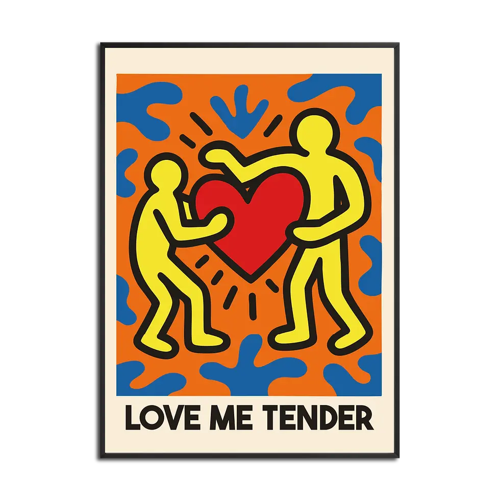 Affiche Art - Love me tender - Décoration murale inspiration KEITH HARING