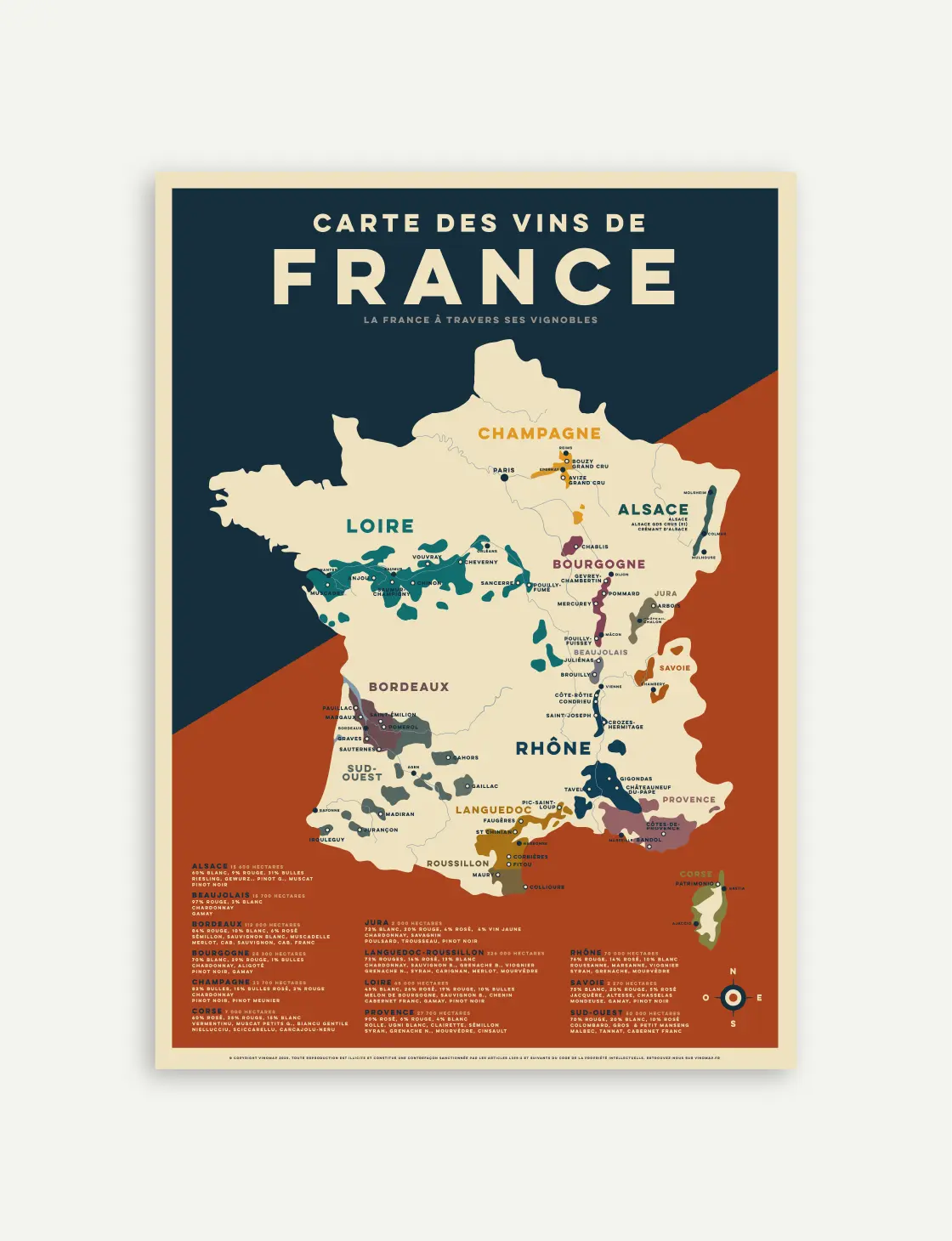 Carte des vins de France vintage