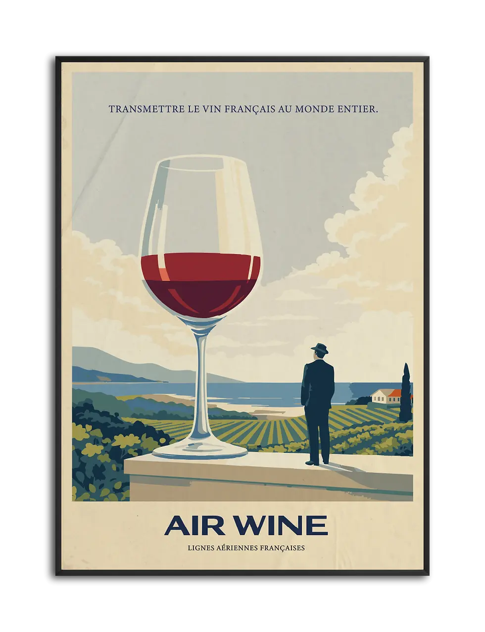 affiche air wine, poster vintage