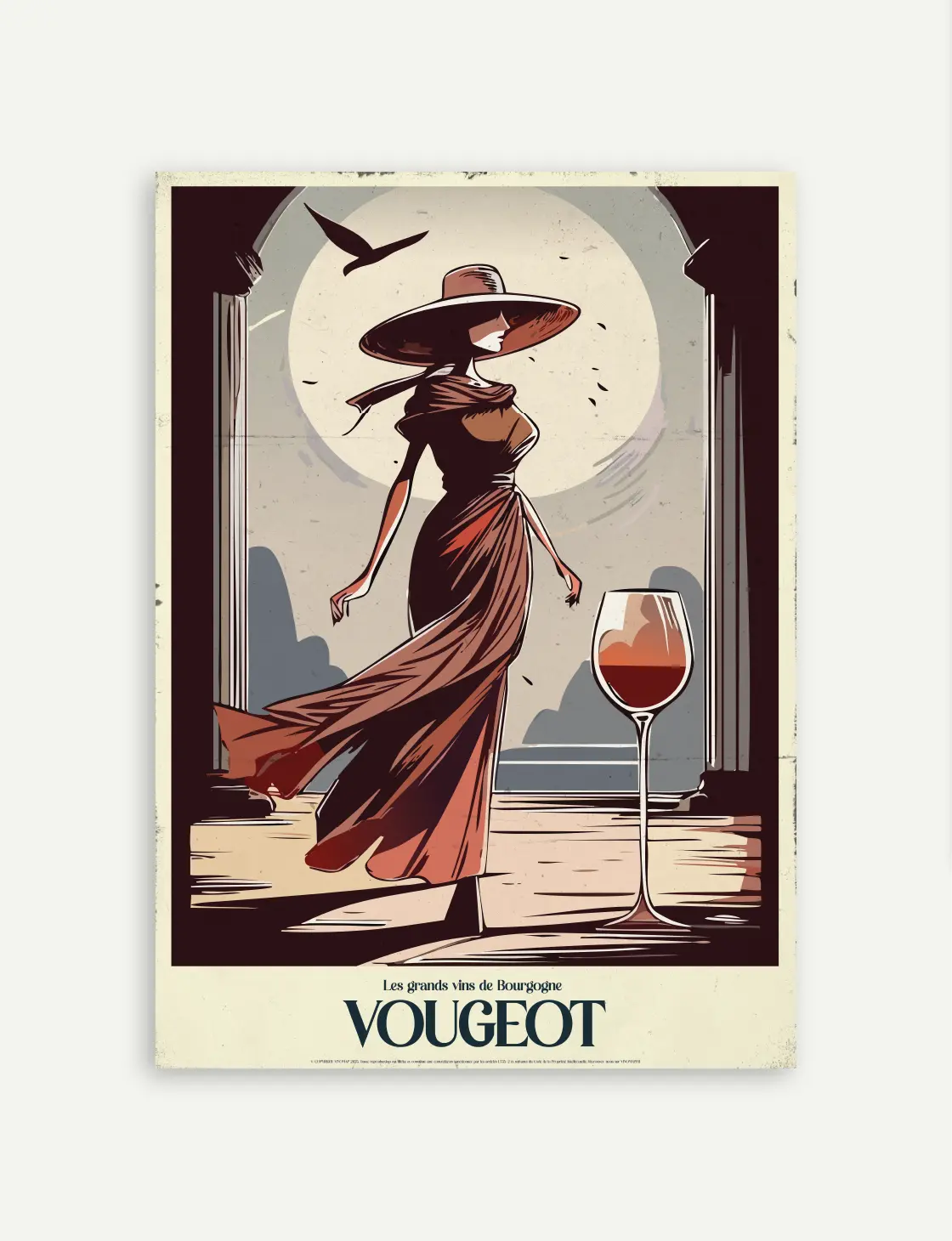 Affiche Vougeot poster vin Bourgogne rouge